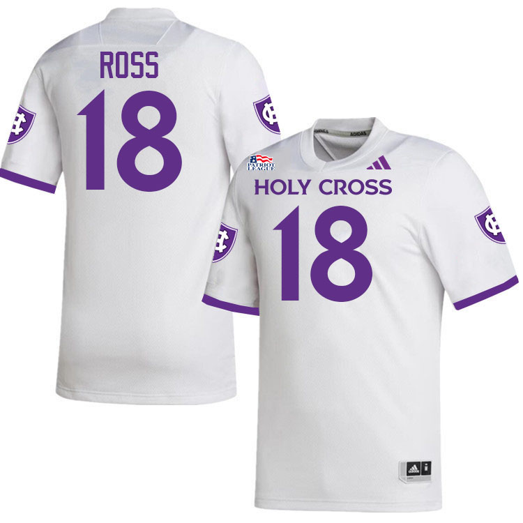 Holy Cross Crusaders #18 Christian Ross College Football Jerseys,Uniforms-White